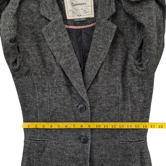 Cartonnier Anthropologie Blazer Jacket Womens Grey Single Breasted 2 Button Sz L - Picture 9 of 14